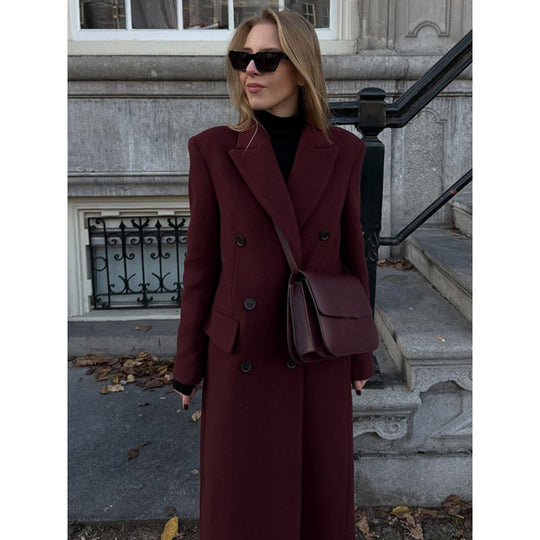 Damen eleganter langer Wollmantel EB