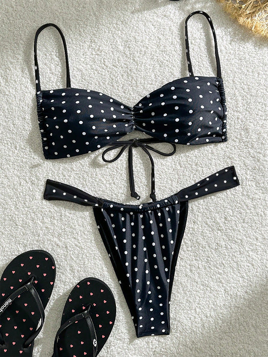 Damen Bandeau-Bikini mit auffälligem Punktenmuster EB