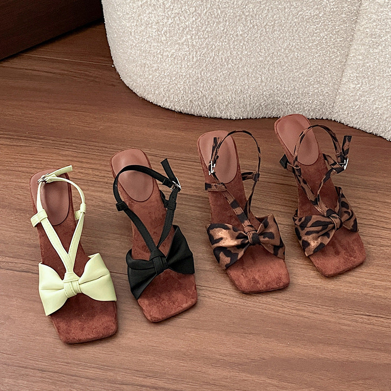 Damen Sling-Sandalen mit dekorativem Knotendesign und elegantem Absatz EB