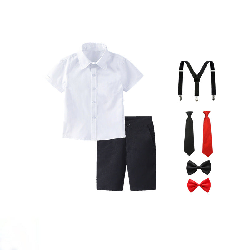Damen festliches Hemd und Shorts Set mit Hosenträgern EB