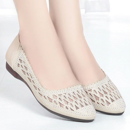 Damen Elegante Ballerinas mit modischem Cut-Out-Design und funkelnden Strassdetails EB