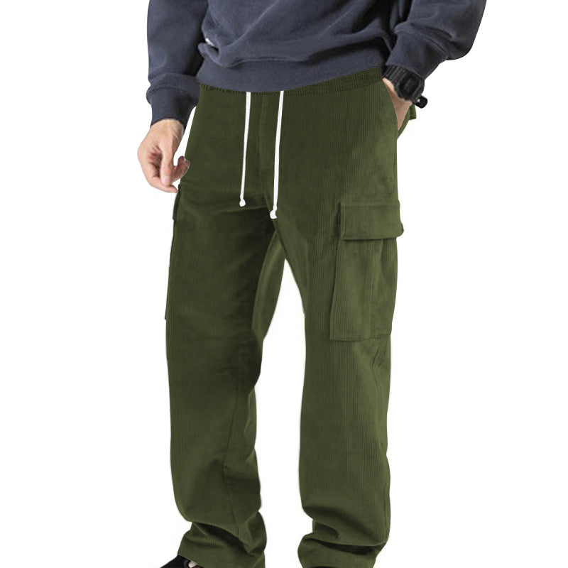 Herren nan Cord-Cargo-Jogginghose mit elastischem Komfortbund, Kordelzug und aufgesetzten Cargotaschen EB
