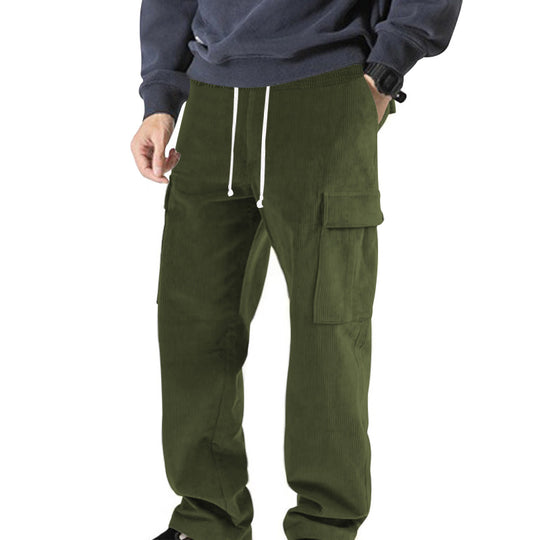 Herren nan Cord-Cargo-Jogginghose mit elastischem Komfortbund, Kordelzug und aufgesetzten Cargotaschen EB