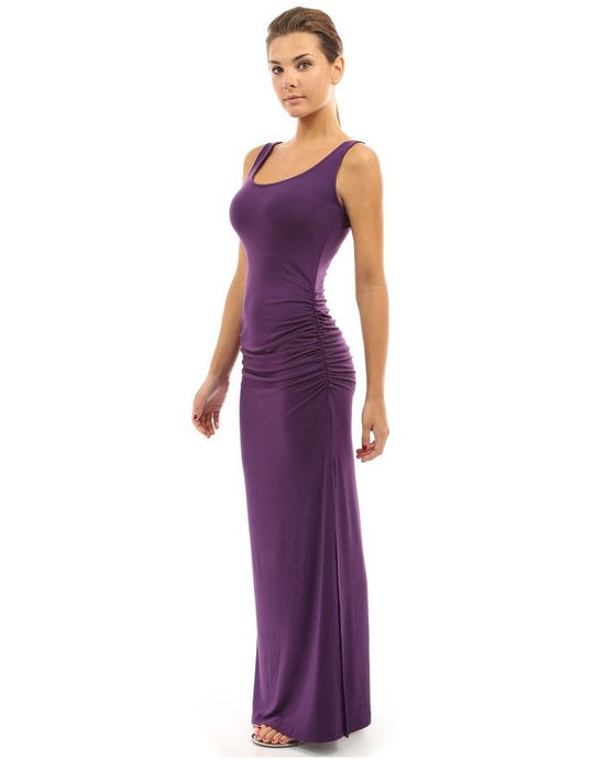 Damen figurbetontes Maxikleid mit Raffungen EB