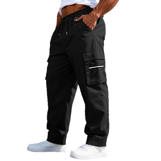 Herren Cargo-Freizeithose mit elastischem Bund, Tunnelzug & Zip-Taschen EB
