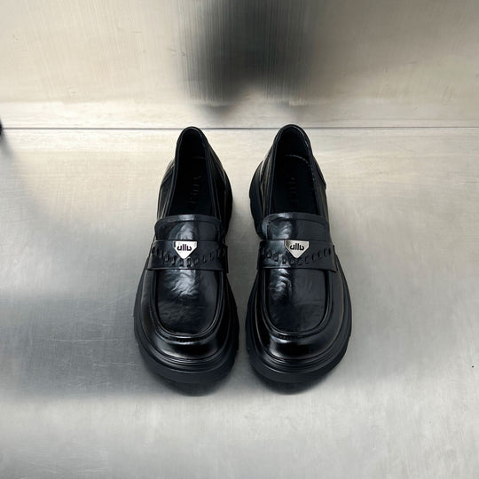 Damen modische Clogs mit klobiger Sohle und glänzender Lederoberfläche EB