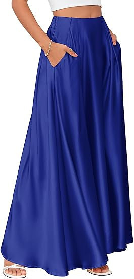 Damen Maxirock mit eleganten Falten und praktischen Taschen EB