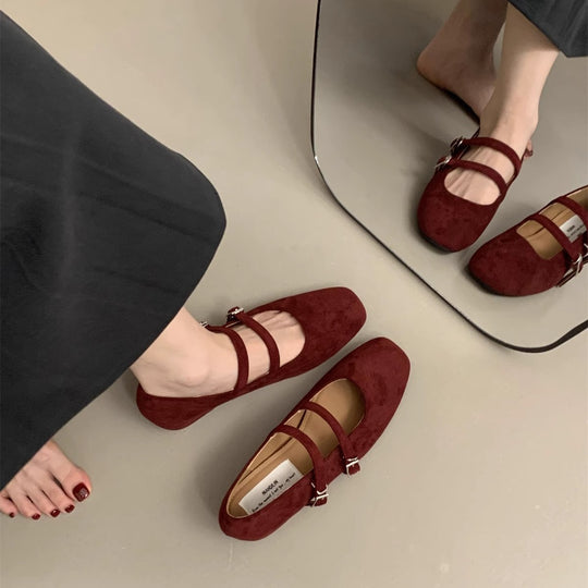 Damen Ballerina-Pantoletten mit modischem Riemchen und komfortablem Fußbett EB