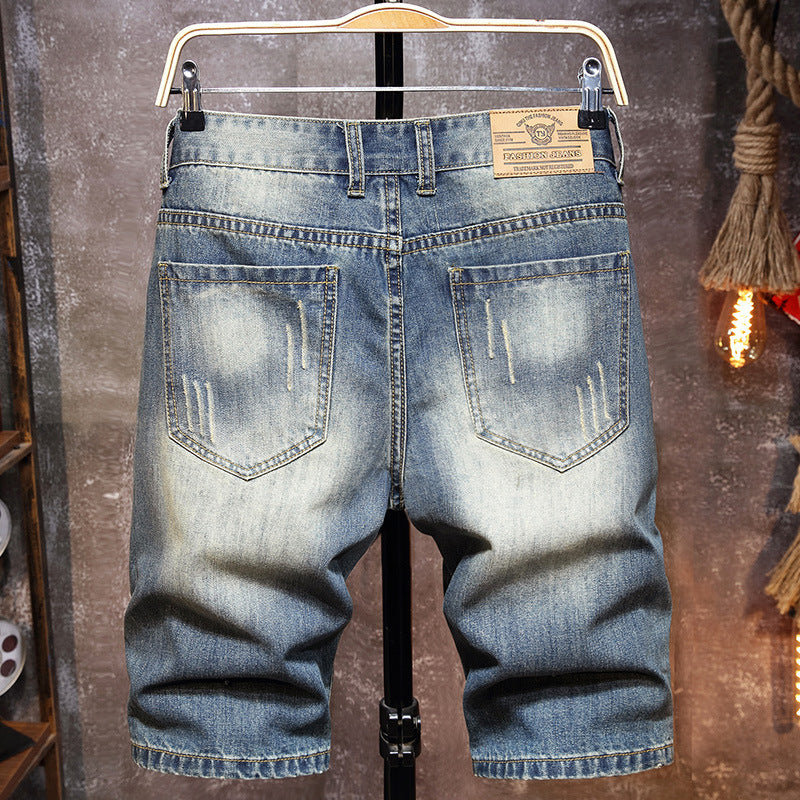 Herren Destroyed Denim-Shorts mit stylischen Rissen und Vintage-Details EB