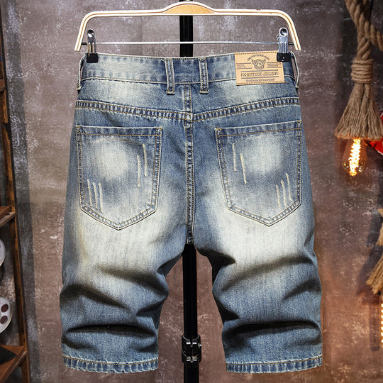 Herren Destroyed Denim-Shorts mit stylischen Rissen und Vintage-Details EB