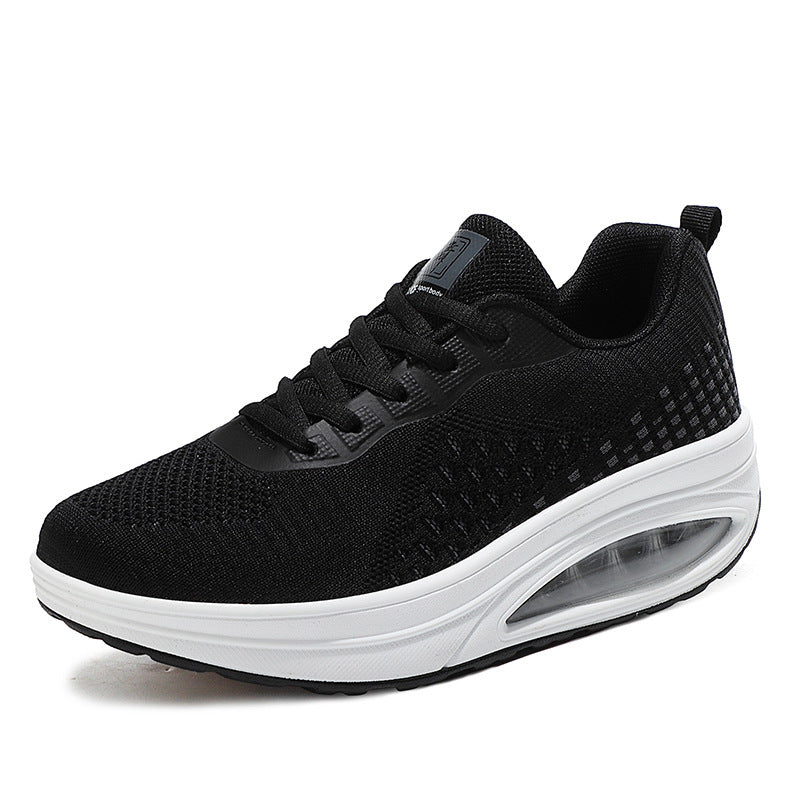 Damen nan keilabsatz-Walkingschuh mit sichtbarem Luftkissen, atmungsaktivem Strickobermaterial und rutschfester Laufsohle EB