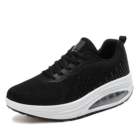 Damen nan keilabsatz-Walkingschuh mit sichtbarem Luftkissen, atmungsaktivem Strickobermaterial und rutschfester Laufsohle EB