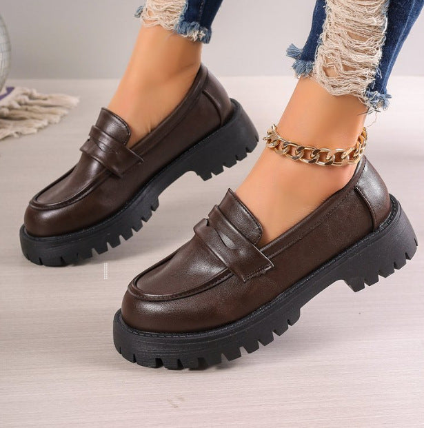 Damen nan Plateau-Loafer mit Profilsohle und Velourslederoptik EB