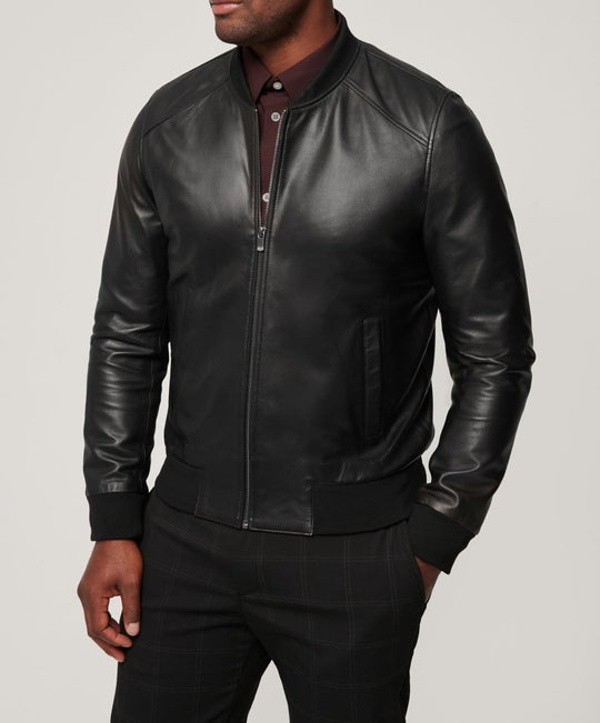 Herren klassische jacke im Biker-Stil mit elastischem Bund EB