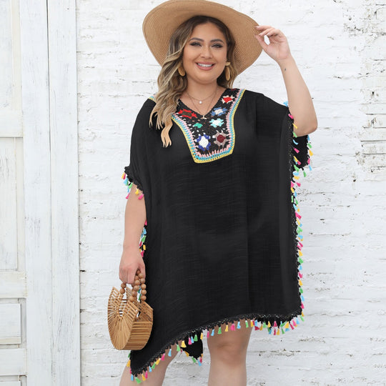 Damen Strandtunika mit fransigen Details EB