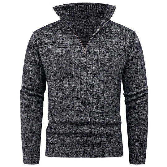 Herren Rollkragenpullover mit hochwertiger Rippstruktur und modernem Reißverschluss EB
