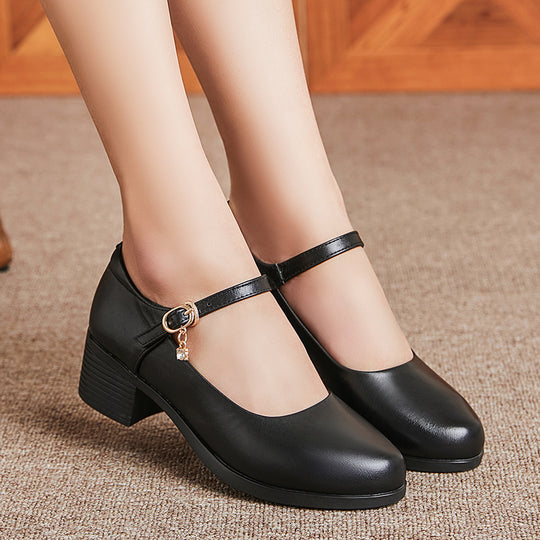 Damen Mary Jane Schuhe mit bequemem Blockabsatz und modischem Riemchen EB