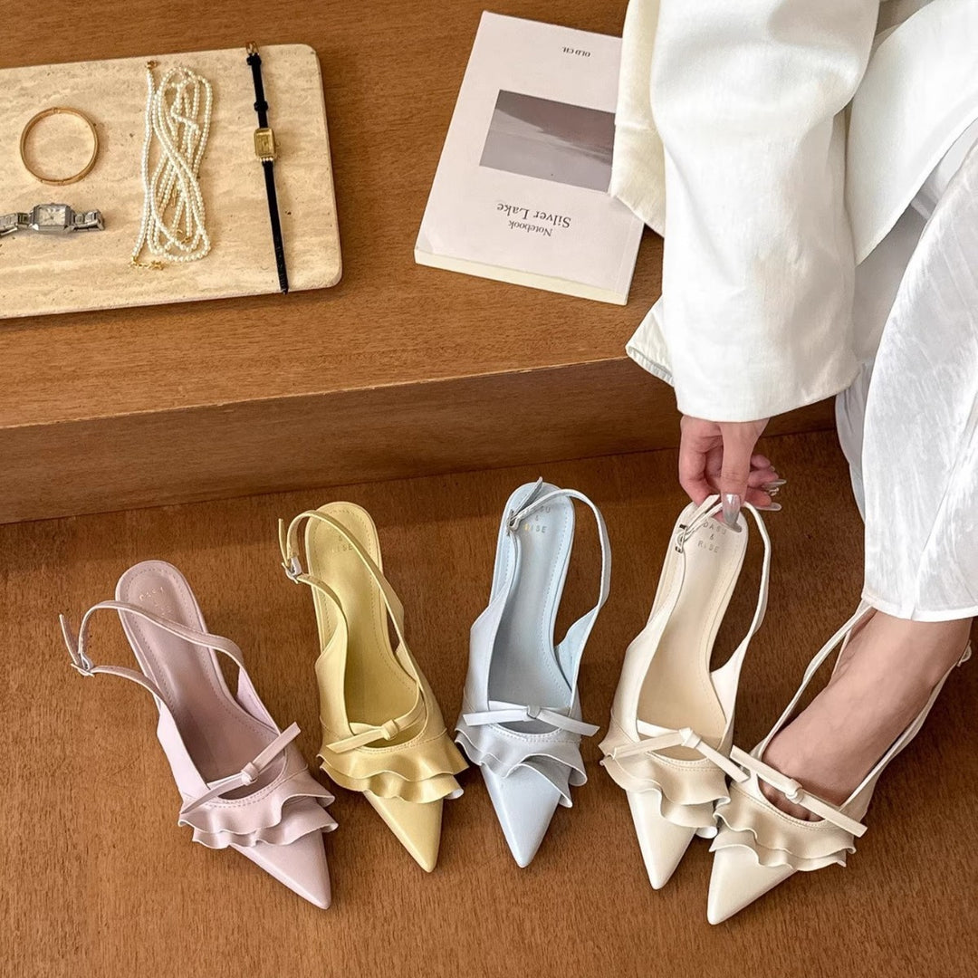 Damen Slingback-Pumps mit elegantem Rüschen-Design und modischen Details EB