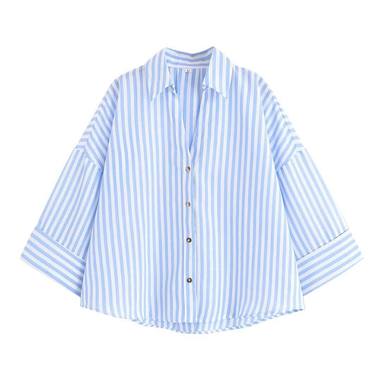 Damen Hemdblusenshirt mit lässigem Schnitt und eleganten 3/4-Ärmeln EB