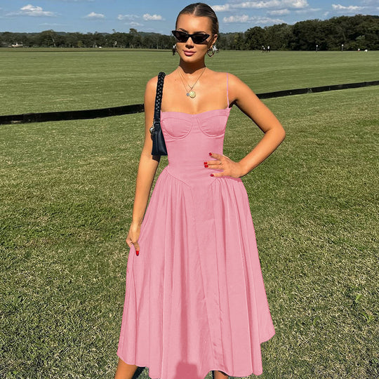 Damen Maxi-Kleid mit elegantem Bustier-Oberteil und fließendem Rock EB