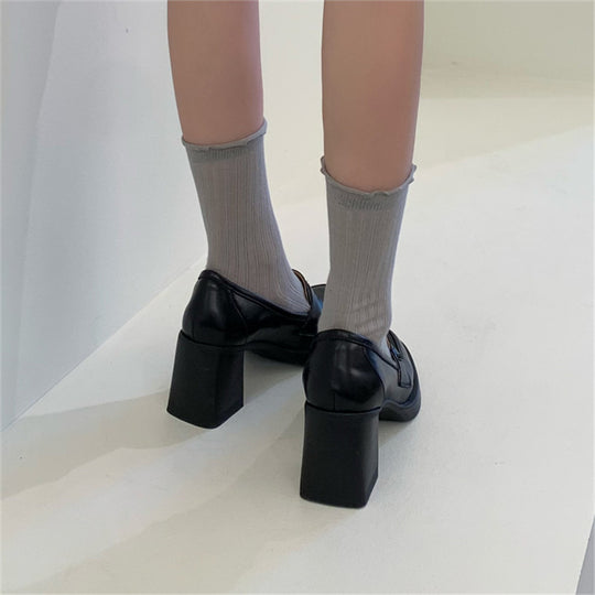 Damen Elegante und komfortable Mokassins mit blockierendem Absatz EB