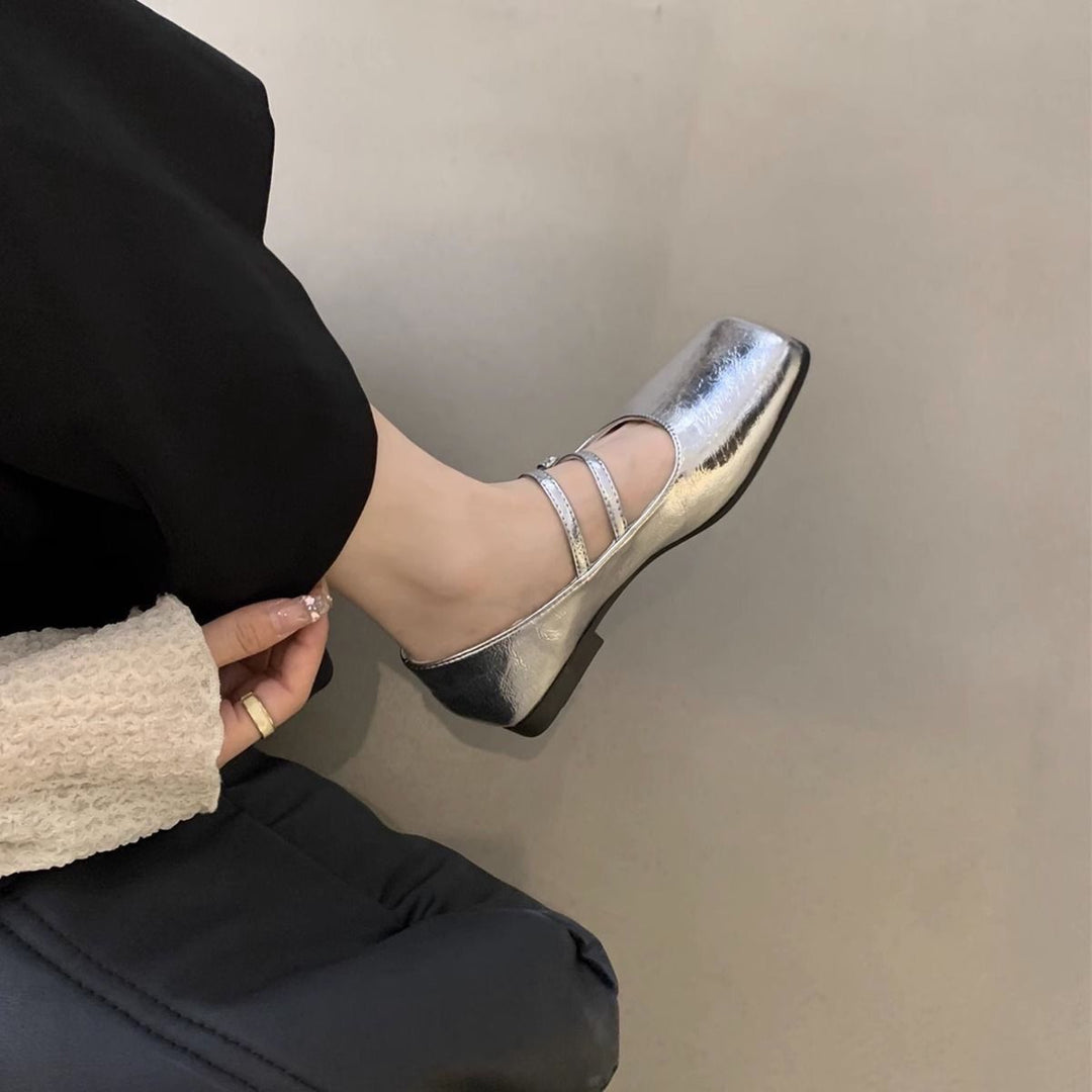Damen modische Ballerinas mit funkelndem Riemchendesign EB