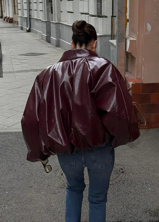 EB | Übergröße Glänzende Kunstlederjacke