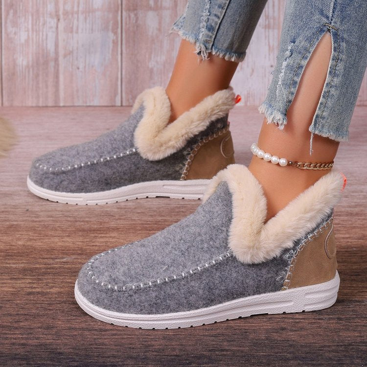 Damen bequeme Fleece-Hausschuhe mit warmem Innenfutter und rutschfester Sohle EB