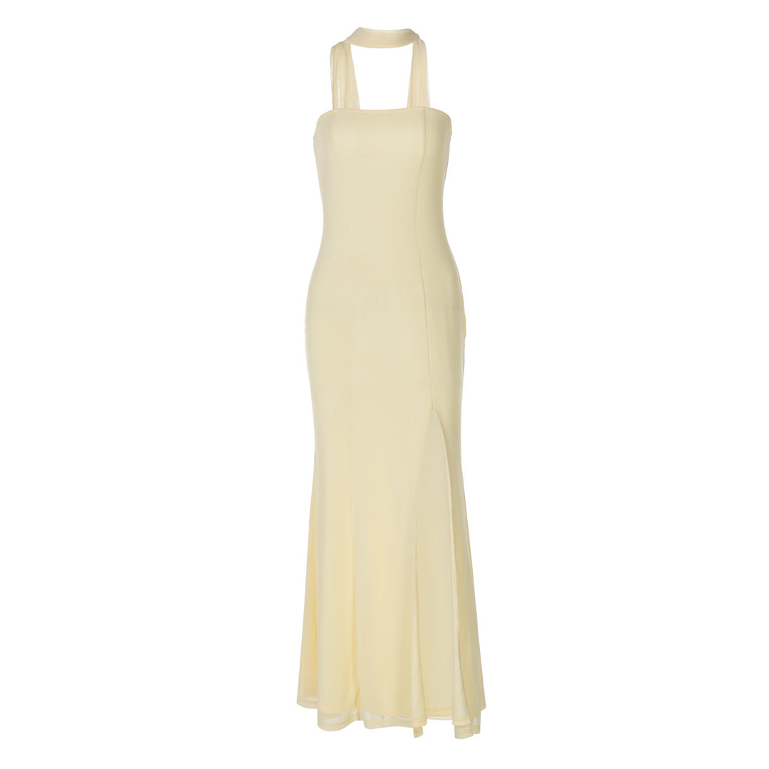 Damen Elegantes, figurbetontes Abendkleid mit asymmetrischem Halterdesign EB