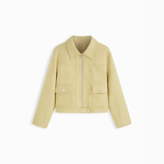 Damen Kurzjacke mit Reißverschluss, Hemdkragen und Pattentaschen EB