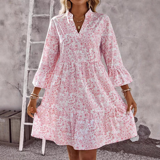 Damen Freizeitkleid mit floralem Design und Rüschen EB