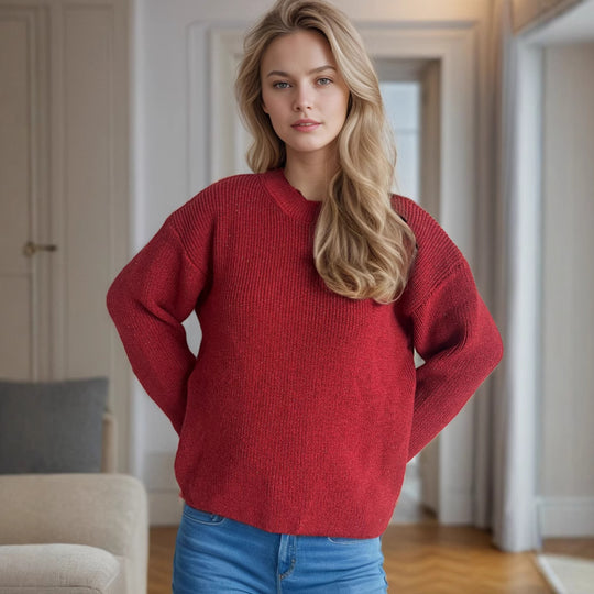 Damen lässiger Strickpullover mit großzügigem Schnitt und angenehmer Textur EB