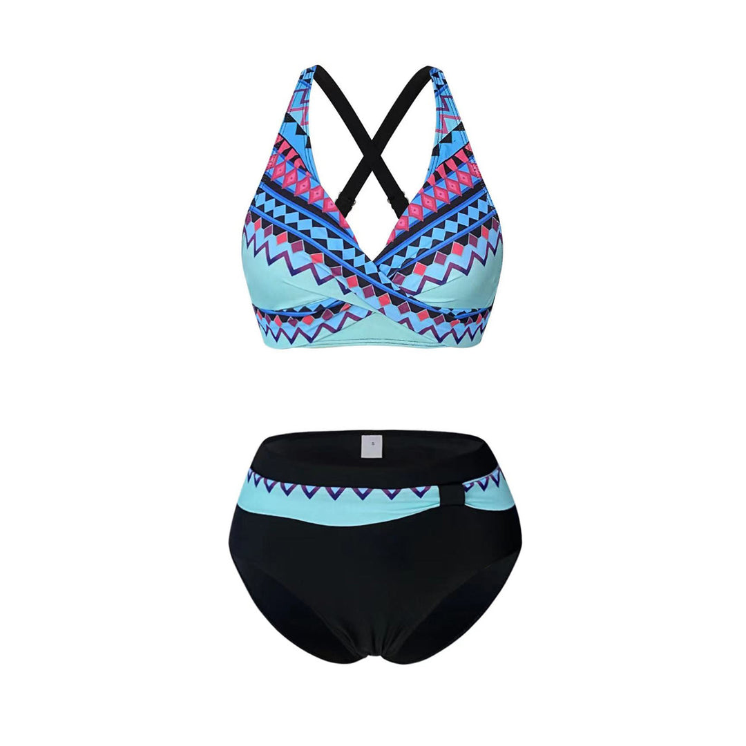 Damen Sportliches Bikini-Set mit trendigem Schnitt und modernem Grafikdesign EB