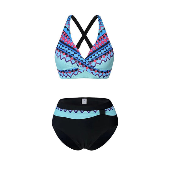 Damen Sportliches Bikini-Set mit trendigem Schnitt und modernem Grafikdesign EB