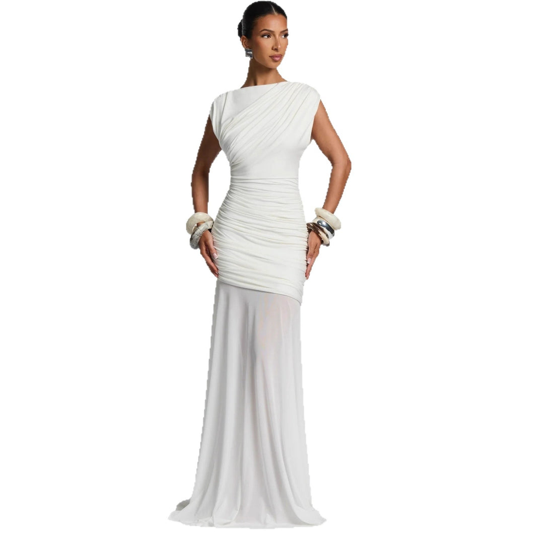 Damen Elegantes und figurbetontes Maxikleid mit Drapierungen EB