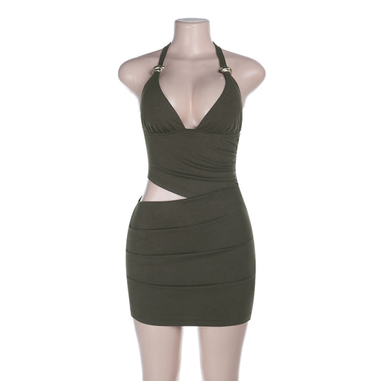 Damen Bandeau-Minikleid mit verführerischem Wickeldesign und tiefem Ausschnitt EB
