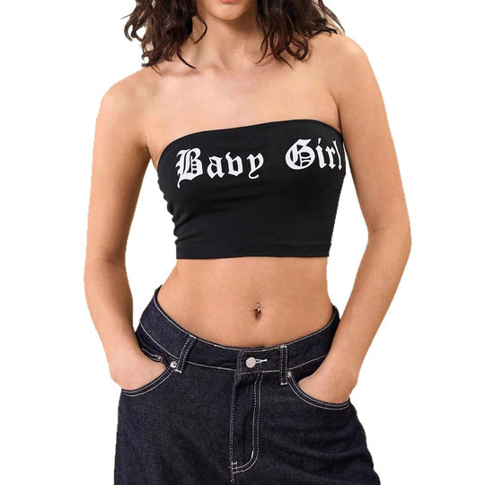 Damen Bandeau-Top mit kreativem Schriftzug EB