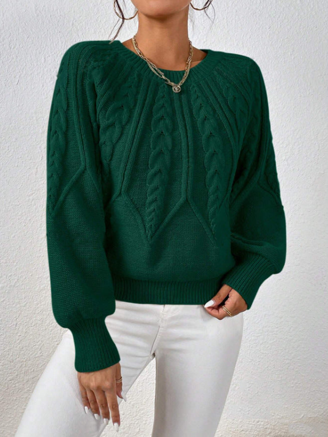 Damen Strickpullover mit Zopfmuster und weitem Schnitt EB
