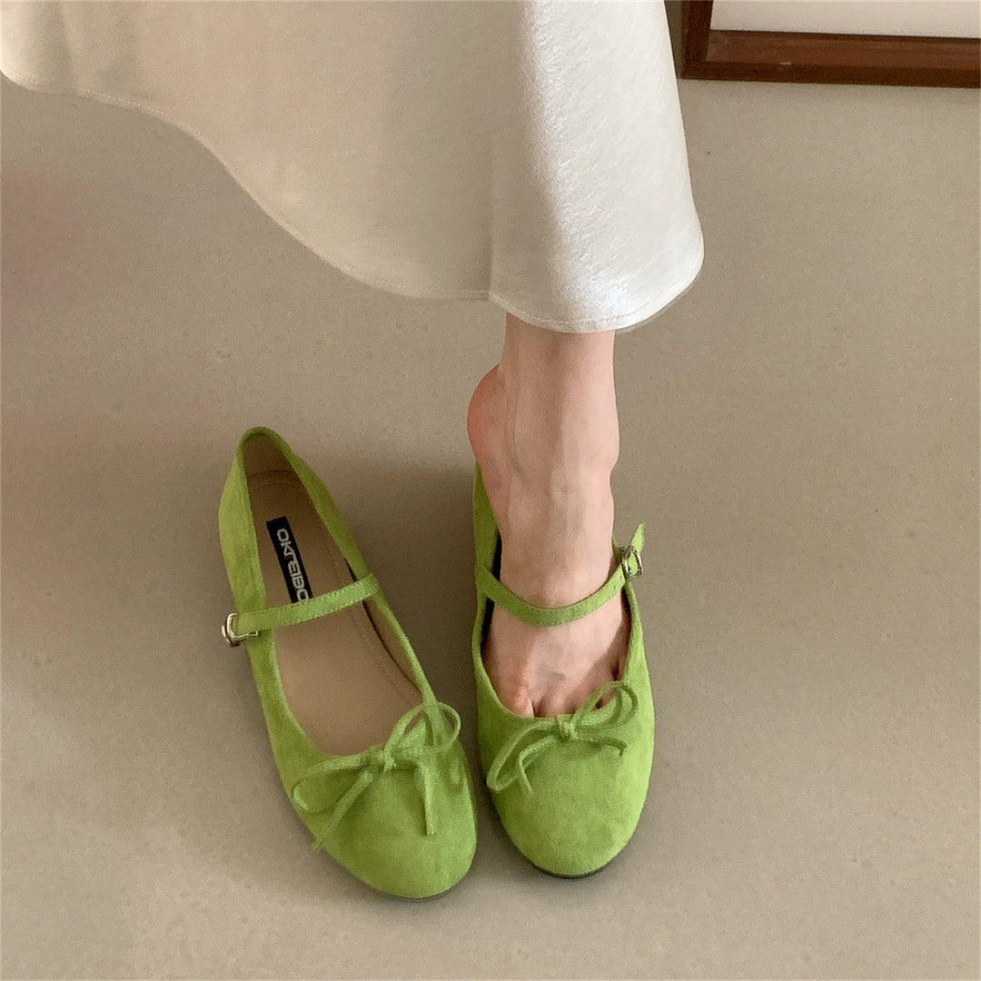 Damen Ballerinas mit verstellbarem Riemen und dekorativem Schleifenakzent EB