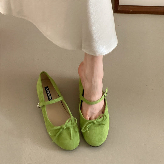 Damen Ballerinas mit verstellbarem Riemen und dekorativem Schleifenakzent EB