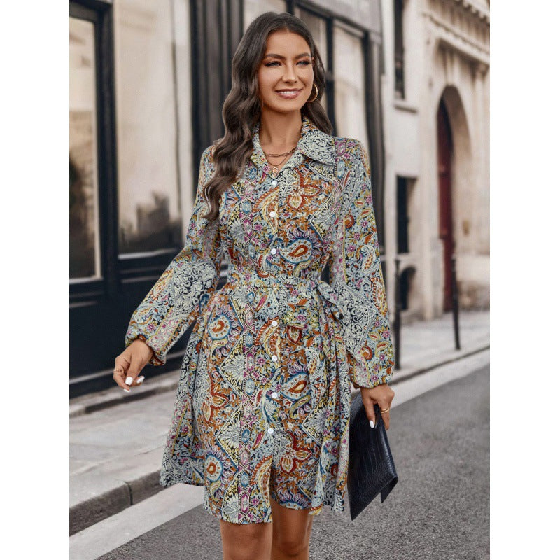 Damen Langarm Kleid mit floralem Muster EB