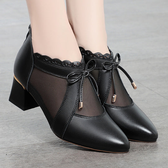 Damen Elegante Stiefeletten mit transparentem Mesh-Einsatz und modischem Riemen EB