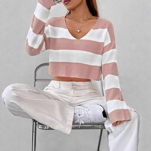 Damen Gemusterter Crop-Pullover EB