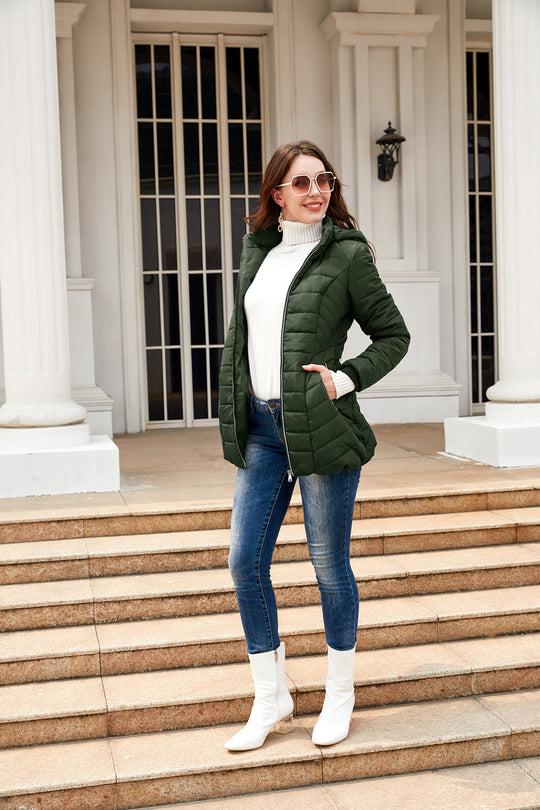 Damen gesteppte Winterjacke mit kuscheligem Innenfutter und praktischem Reißverschluss EB