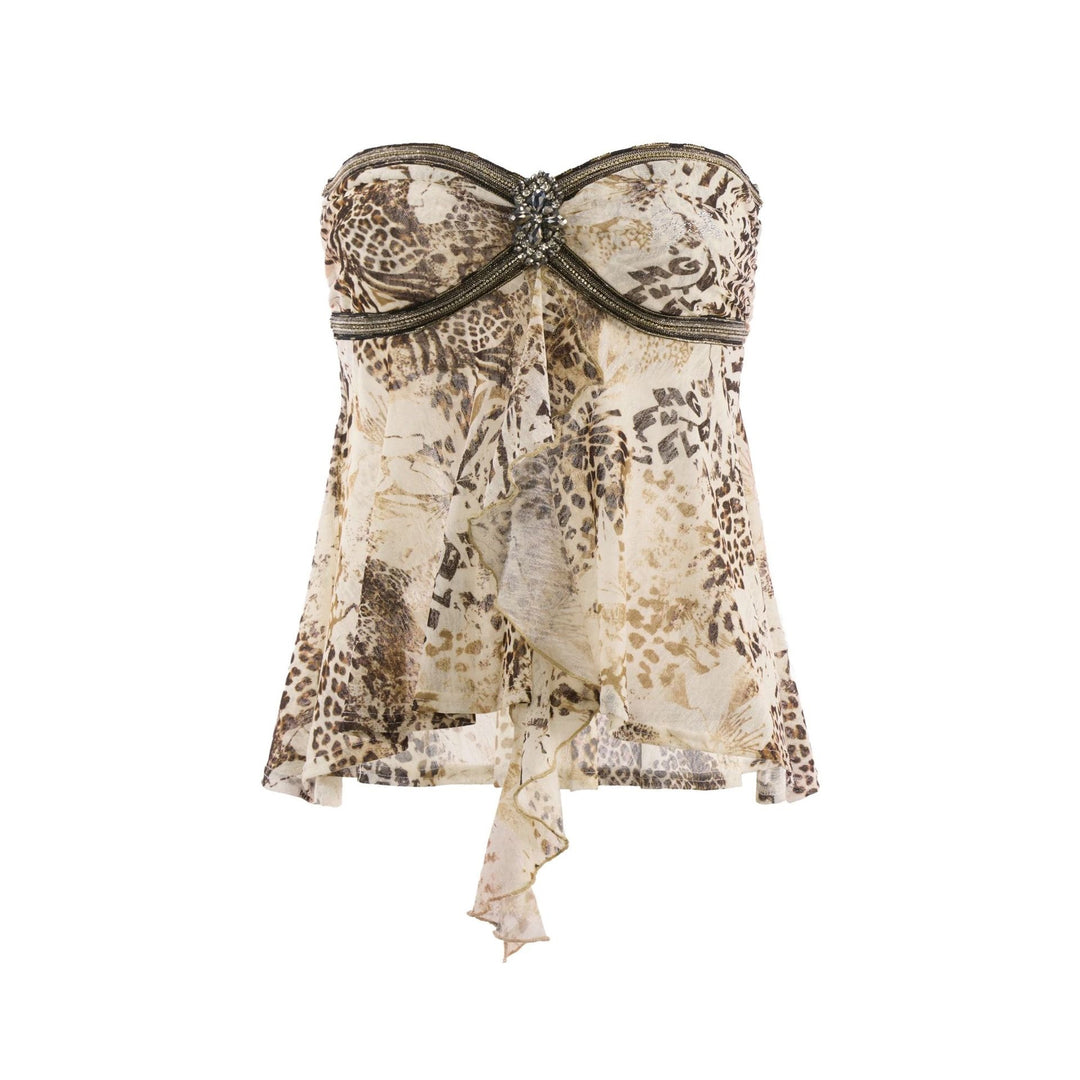 Damen Bandeau-Blusenshirt mit glitzernden Akzenten EB