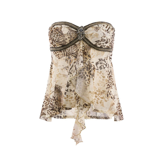 Damen Bandeau-Blusenshirt mit glitzernden Akzenten EB