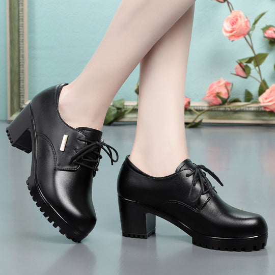 Damen elegante Schnürschuhe mit bequemen Blockabsatz und stylishem Design EB
