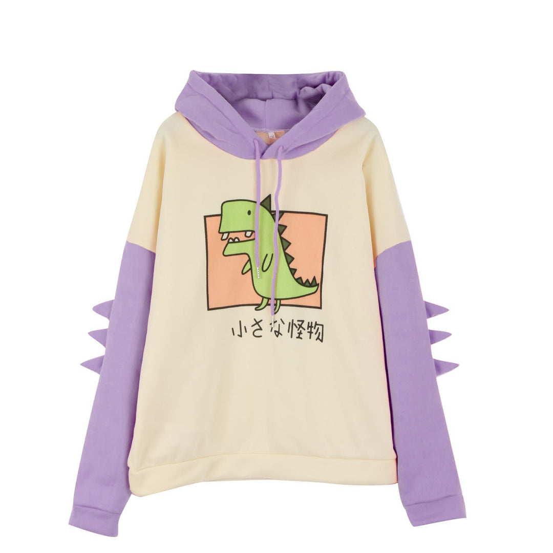 Damen nan Kapuzenpullover mit dreidimensionalen Rückendetails und niedlichem Dinosaurierprint EB