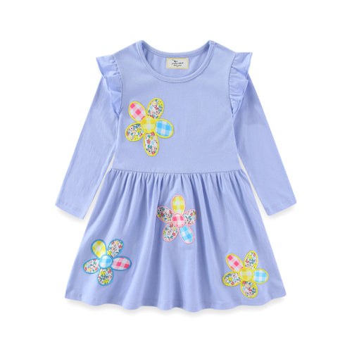 Mädchen Langarmkleid mit floralen Applikationen EB