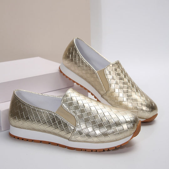 Damen Glamouröse Mokassins mit glänzender Metallschnalle EB